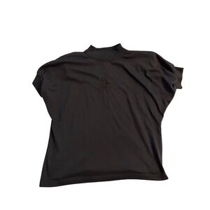 Skylite Top Vintage Academic Black Embroidered Crest Mock Neck Oversized L